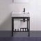 Modern Ceramic Console Sink With Counter Space and Matte Black Base, 24